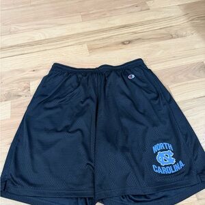 Champion Black Athletic Shorts with Carolina Blue Logo